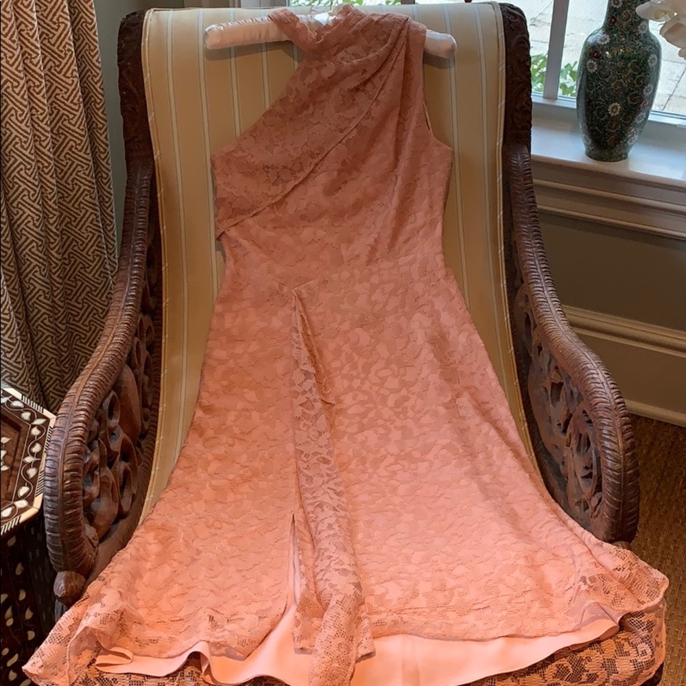 REISS ASYMMETRICAL LACE MIDI DRESS IN BLUSH SIZE 6 - Picture 14 of 16